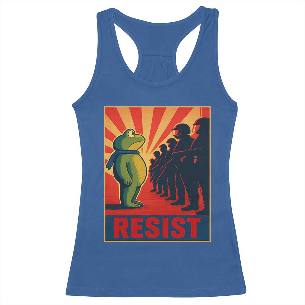 Frog Resist Racerback Tank Top Free Portland Oregon Poster Graphic Freedom Fighters TS02 Royal Blue Print Your Wear