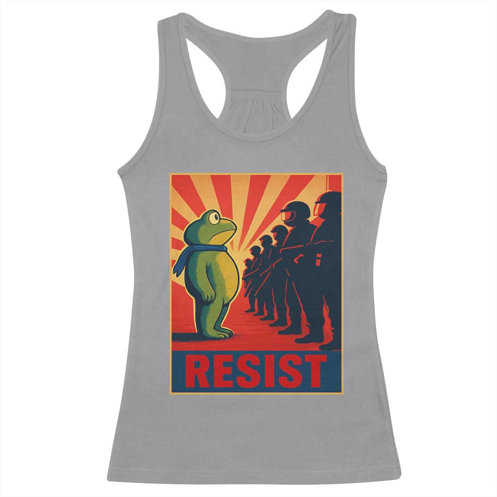 Frog Resist Racerback Tank Top Free Portland Oregon Poster Graphic Freedom Fighters TS02 Sport Gray Print Your Wear