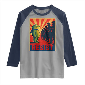 Frog Resist Raglan Shirt Free Portland Oregon Poster Graphic Freedom Fighters TS02 Sport Gray Navy Print Your Wear