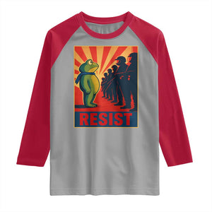 Frog Resist Raglan Shirt Free Portland Oregon Poster Graphic Freedom Fighters TS02 Sport Gray Red Print Your Wear