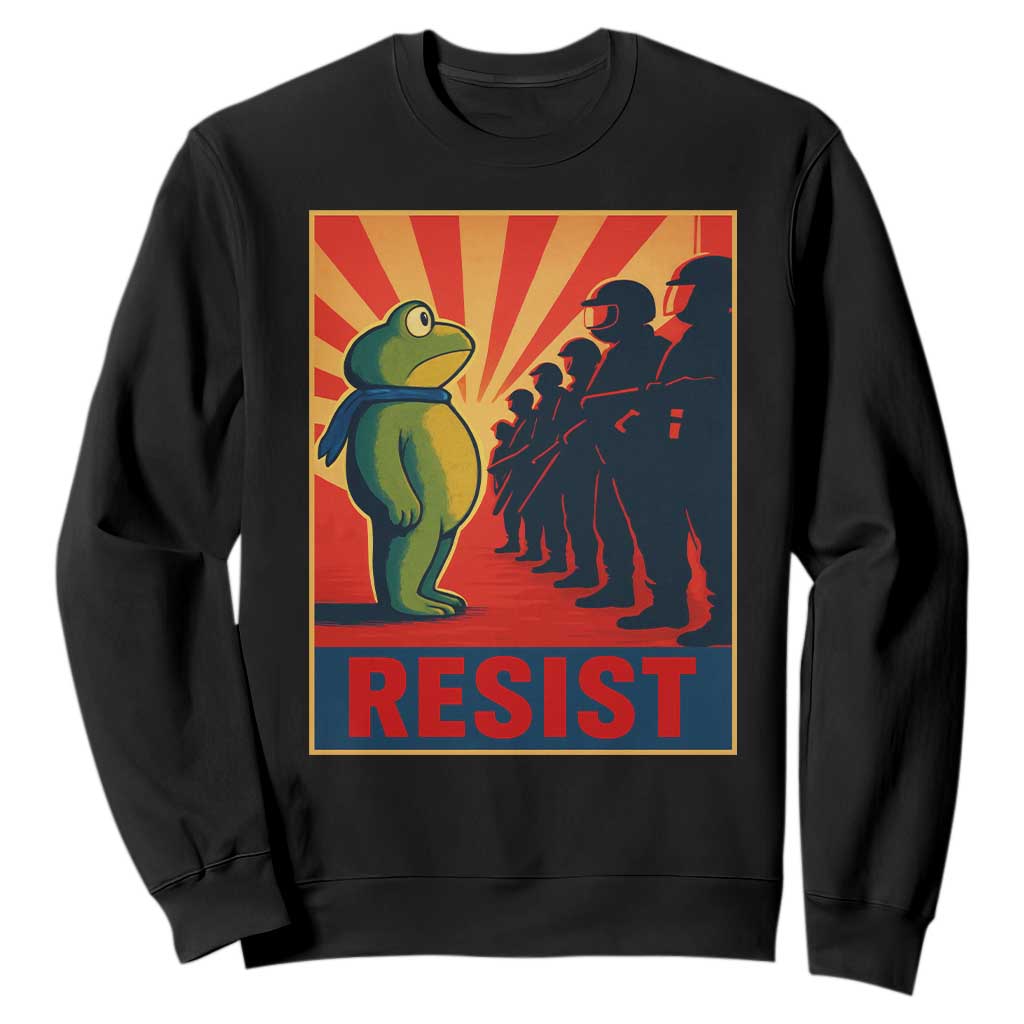 Frog Resist Sweatshirt Free Portland Oregon Poster Graphic Freedom Fighters TS02 Black Print Your Wear