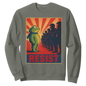 Frog Resist Sweatshirt Free Portland Oregon Poster Graphic Freedom Fighters TS02 Military Green Print Your Wear