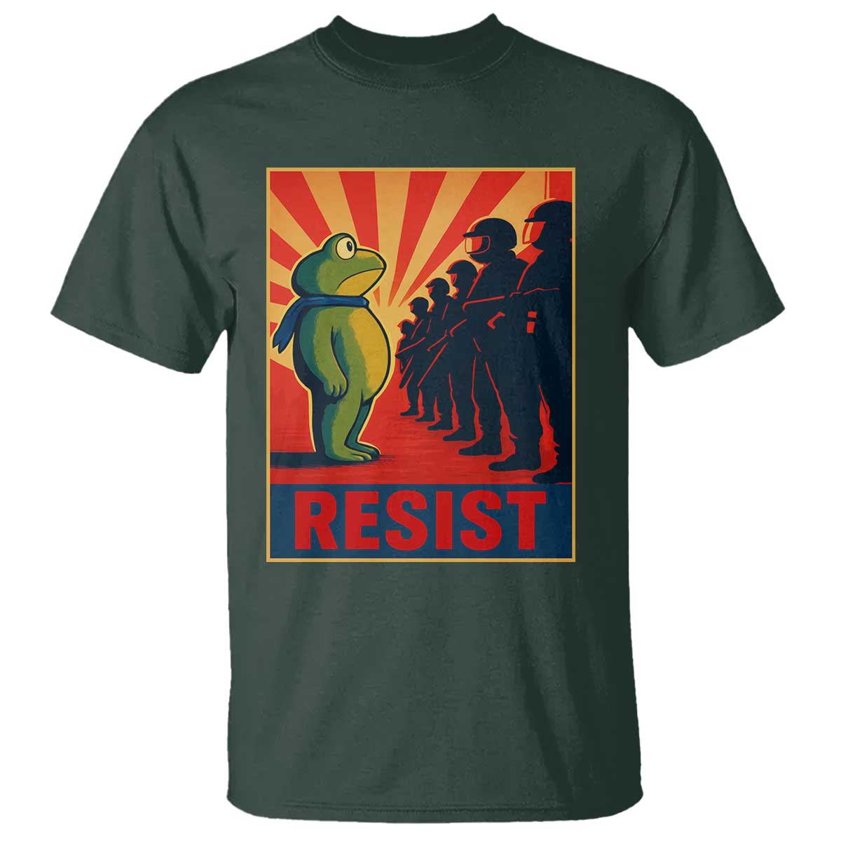 Frog Resist T Shirt Free Portland Oregon Poster Graphic Freedom Fighters TS02 Dark Forest Green Print Your Wear