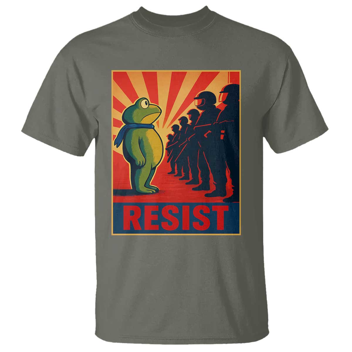 Frog Resist T Shirt Free Portland Oregon Poster Graphic Freedom Fighters TS02 Military Green Print Your Wear