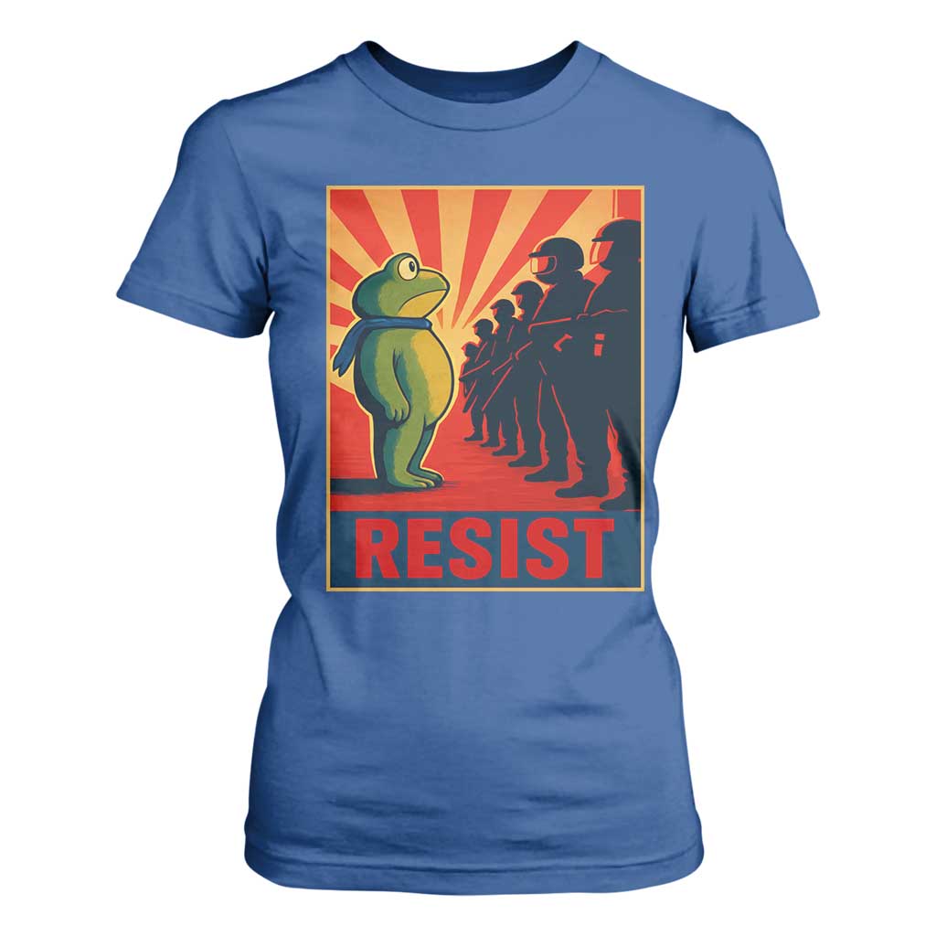 Frog Resist T Shirt For Women Free Portland Oregon Poster Graphic Freedom Fighters TS02 Royal Blue Print Your Wear