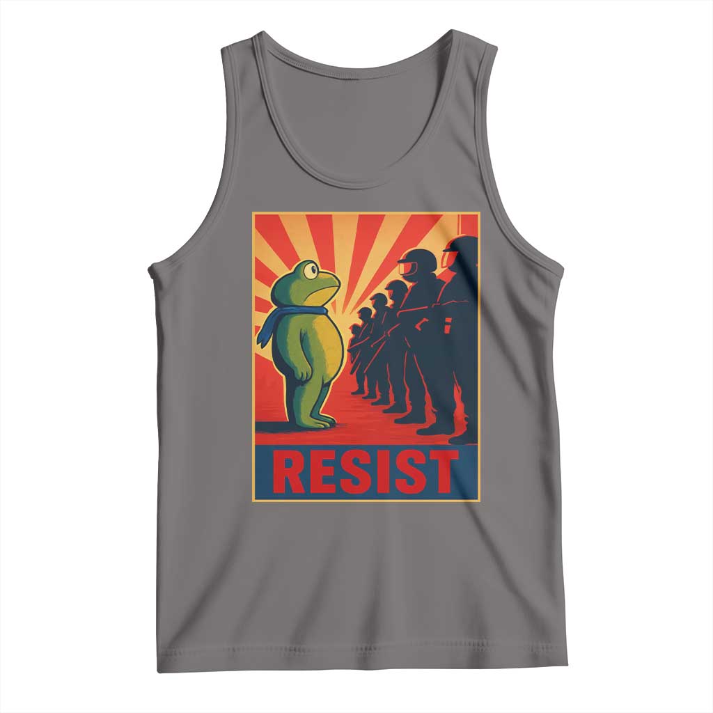 Frog Resist Tank Top Free Portland Oregon Poster Graphic Freedom Fighters TS02 Deep Heather Print Your Wear