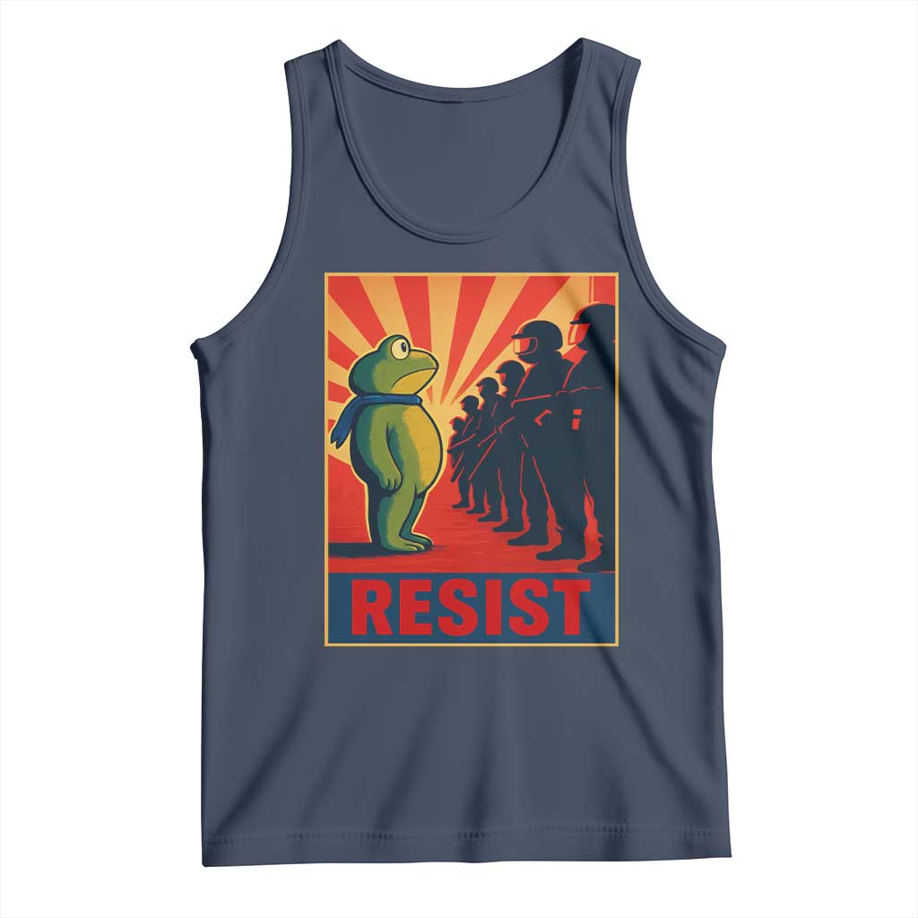 Frog Resist Tank Top Free Portland Oregon Poster Graphic Freedom Fighters TS02 Navy Print Your Wear