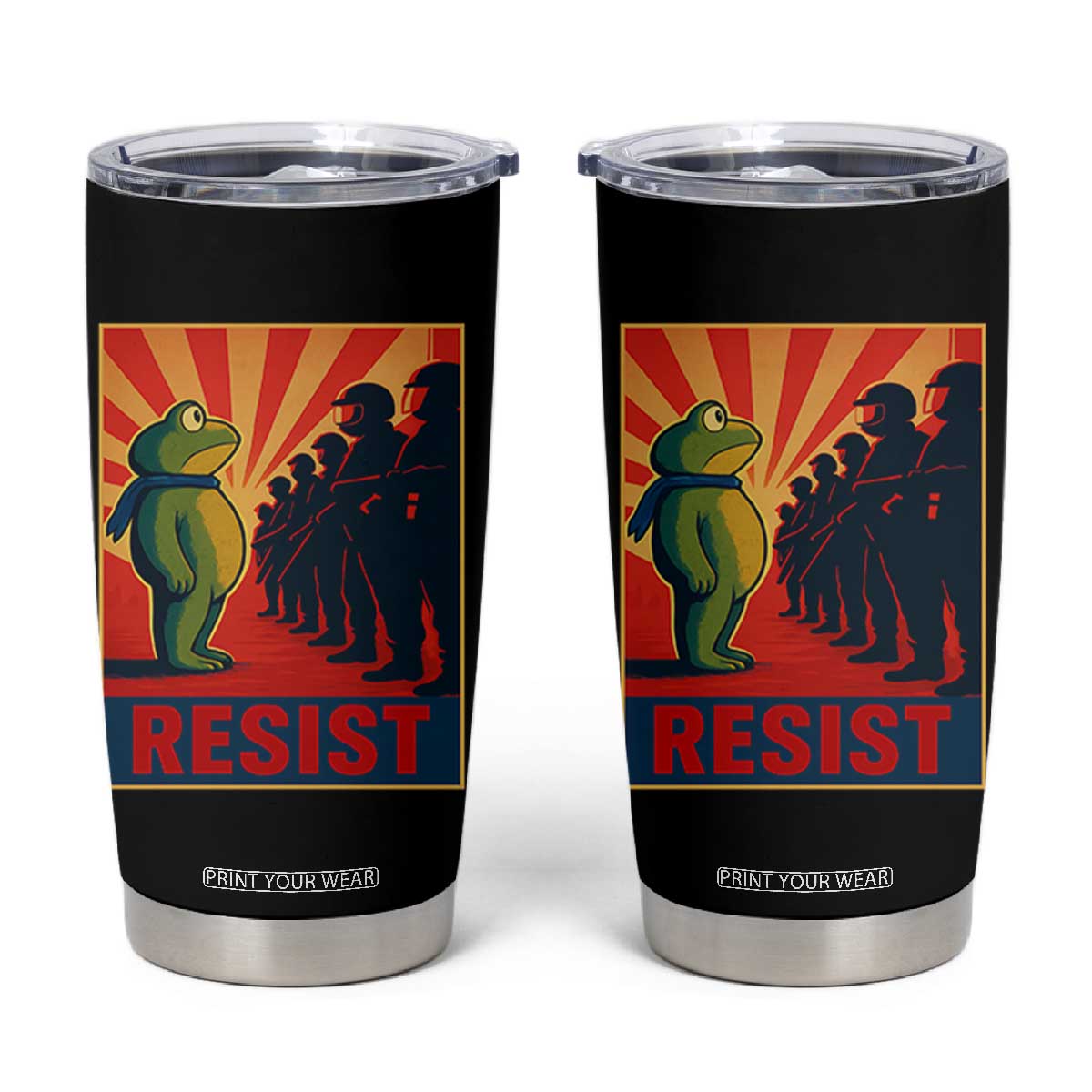 Frog Resist Tumbler Cup Free Portland Oregon Poster Graphic Freedom Fighters TS02 Black Print Your Wear