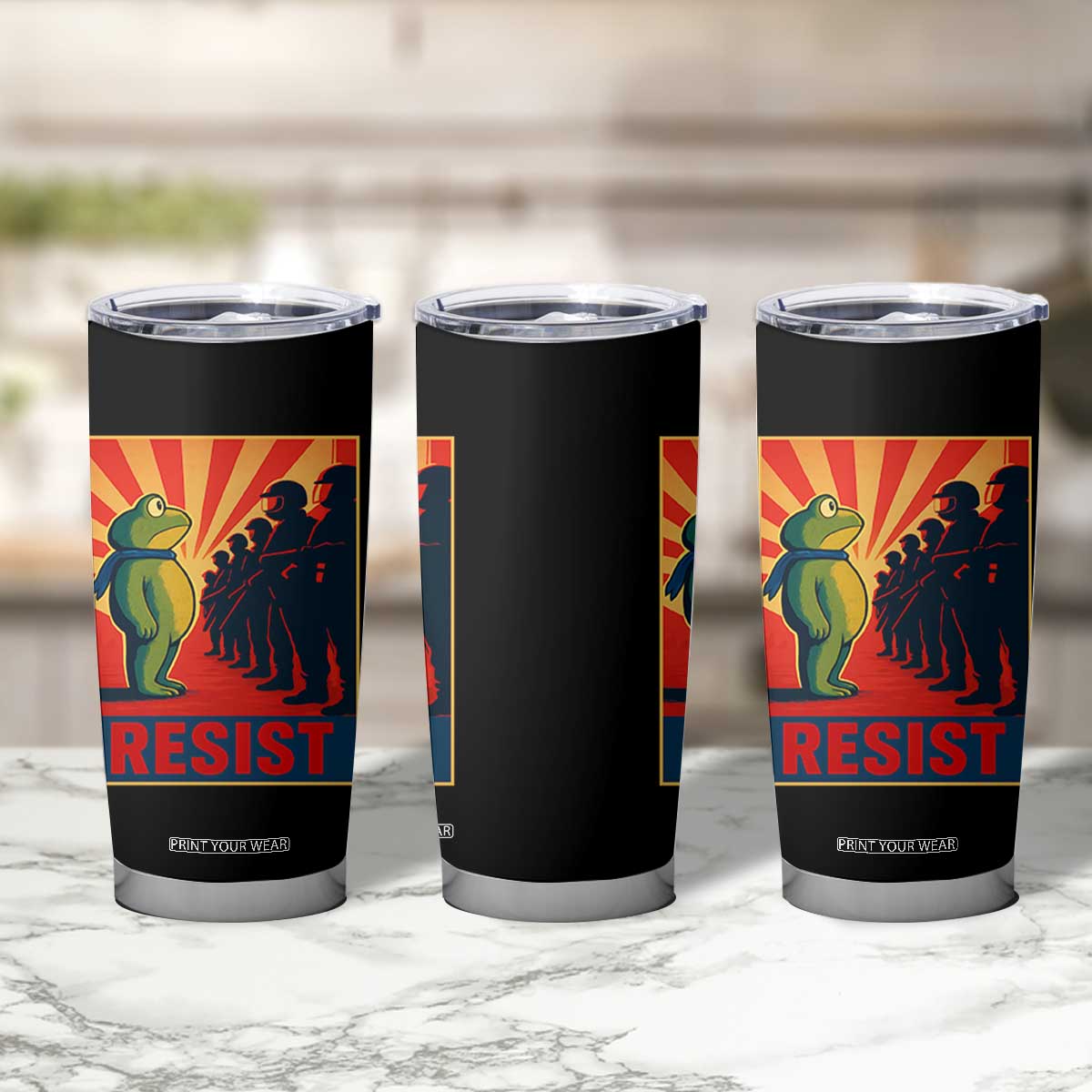 Frog Resist Tumbler Cup Free Portland Oregon Poster Graphic Freedom Fighters TS02 Print Your Wear
