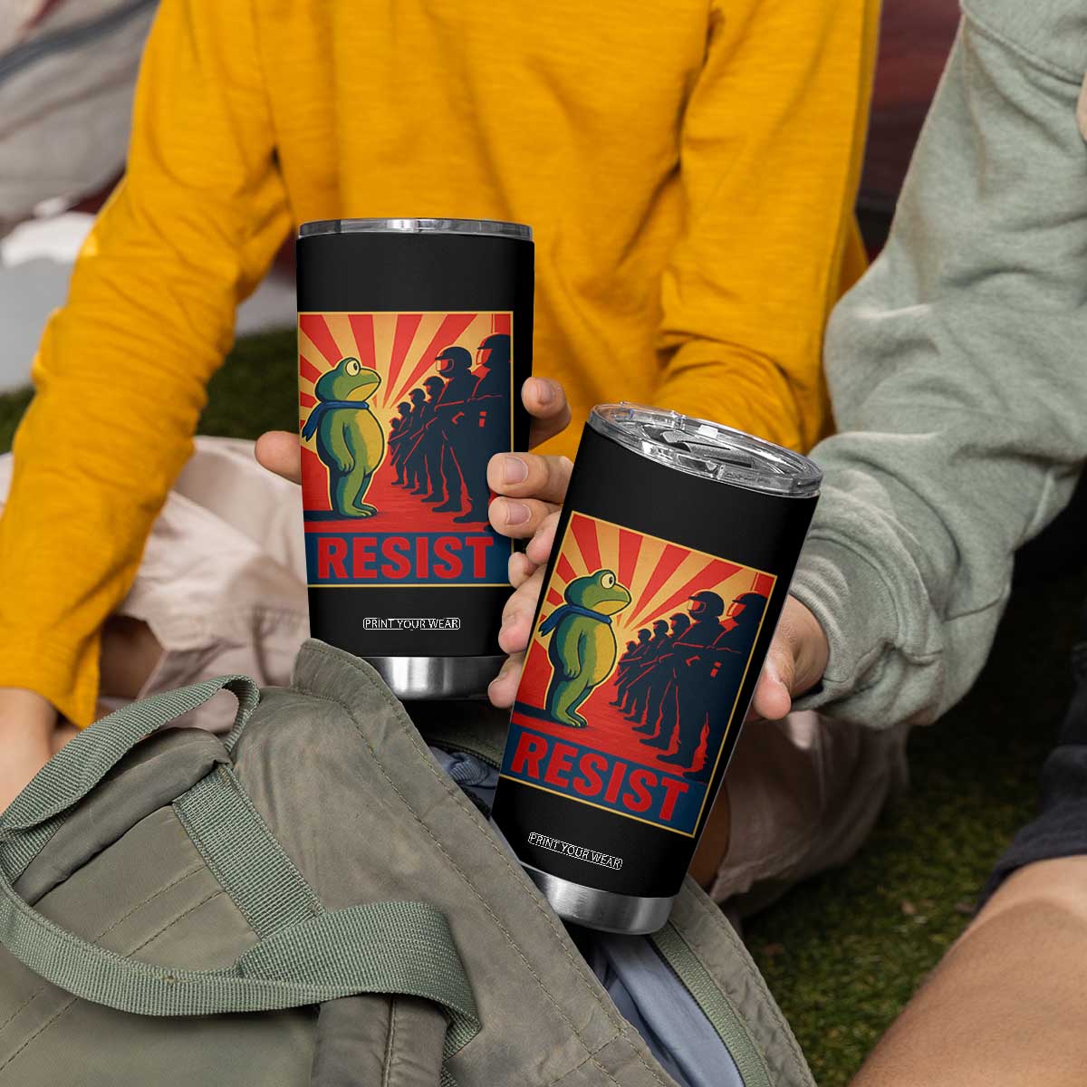 Frog Resist Tumbler Cup Free Portland Oregon Poster Graphic Freedom Fighters TS02 Print Your Wear