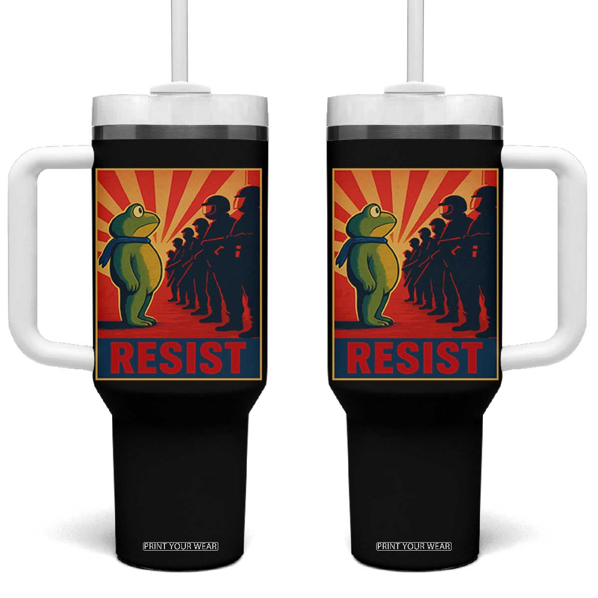 Frog Resist Tumbler With Handle Free Portland Oregon Poster Graphic Freedom Fighters TS02 One Size: 40 oz Black Print Your Wear