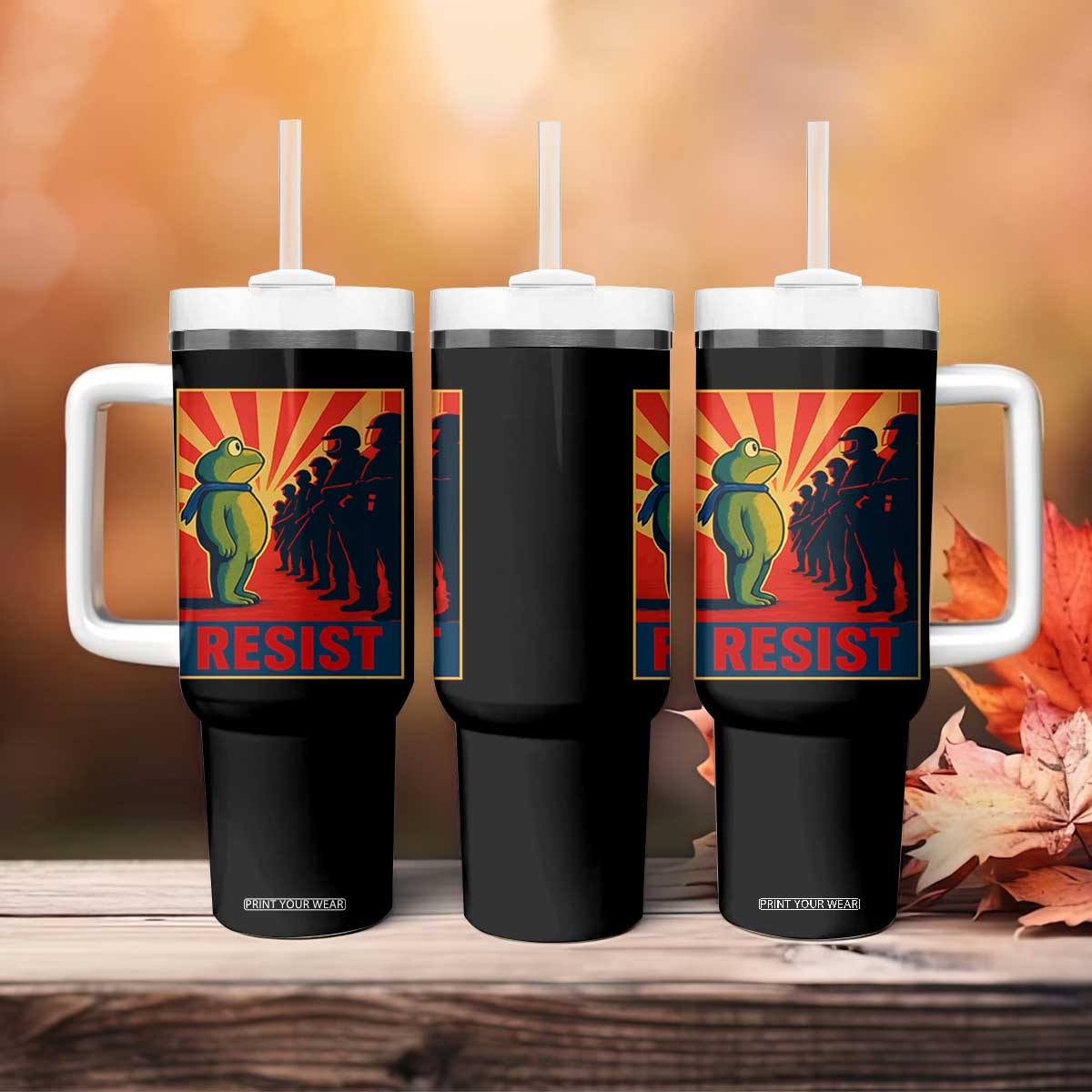 Frog Resist Tumbler With Handle Free Portland Oregon Poster Graphic Freedom Fighters TS02 Print Your Wear