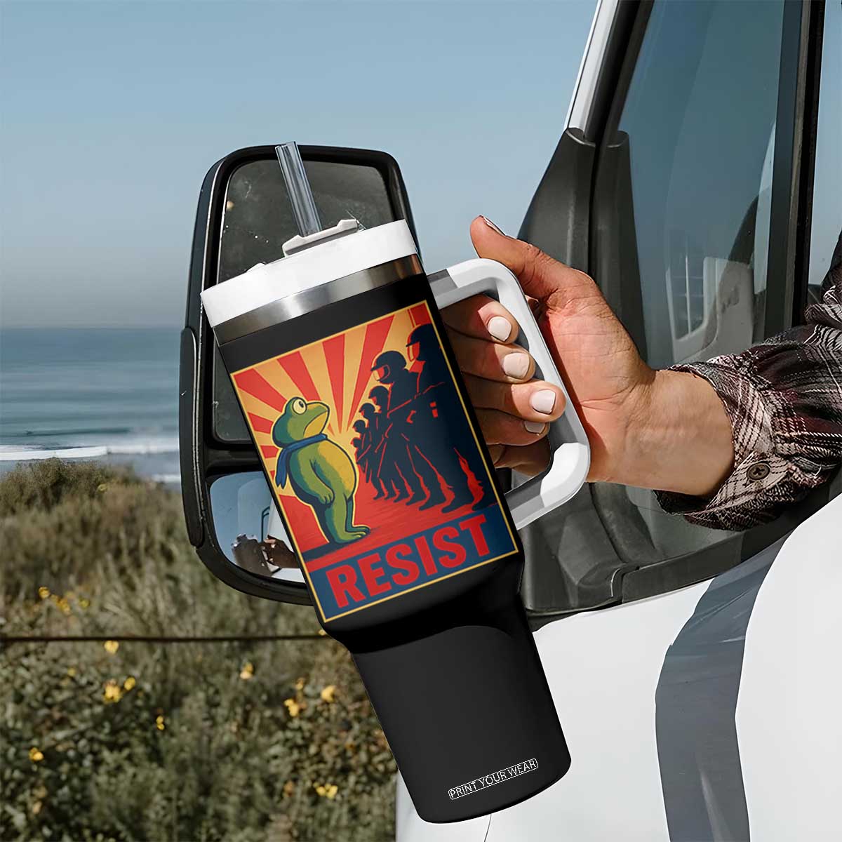Frog Resist Tumbler With Handle Free Portland Oregon Poster Graphic Freedom Fighters TS02 Print Your Wear