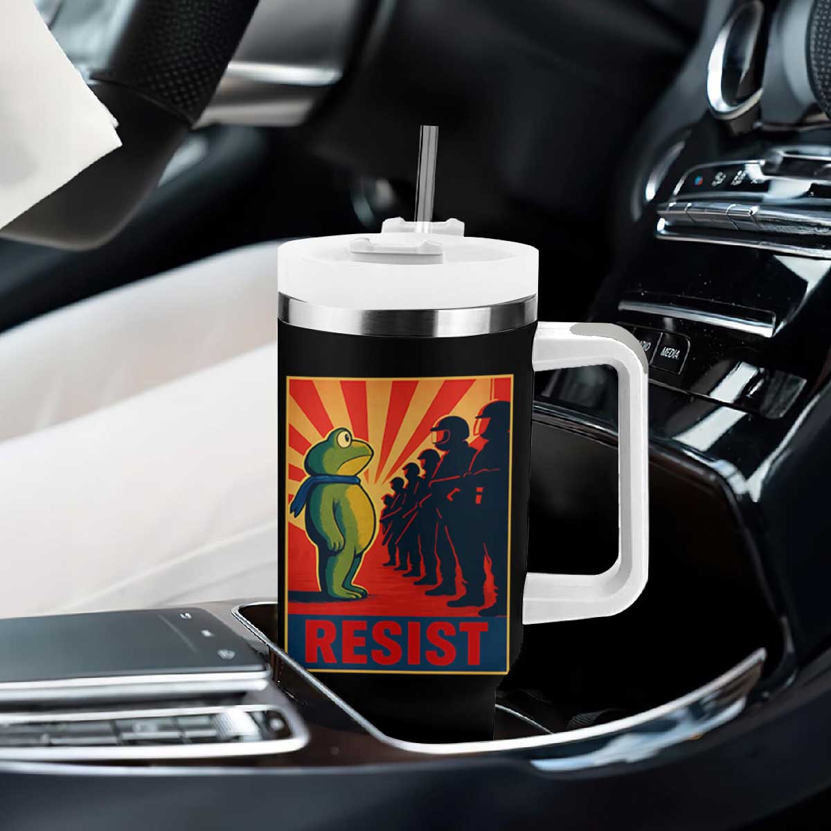 Frog Resist Tumbler With Handle Free Portland Oregon Poster Graphic Freedom Fighters TS02 Print Your Wear