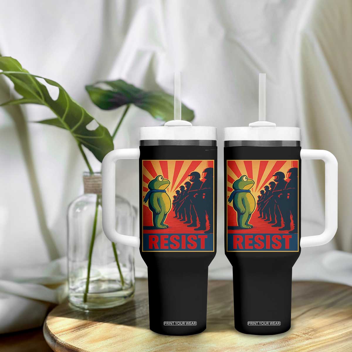 Frog Resist Tumbler With Handle Free Portland Oregon Poster Graphic Freedom Fighters TS02 Print Your Wear