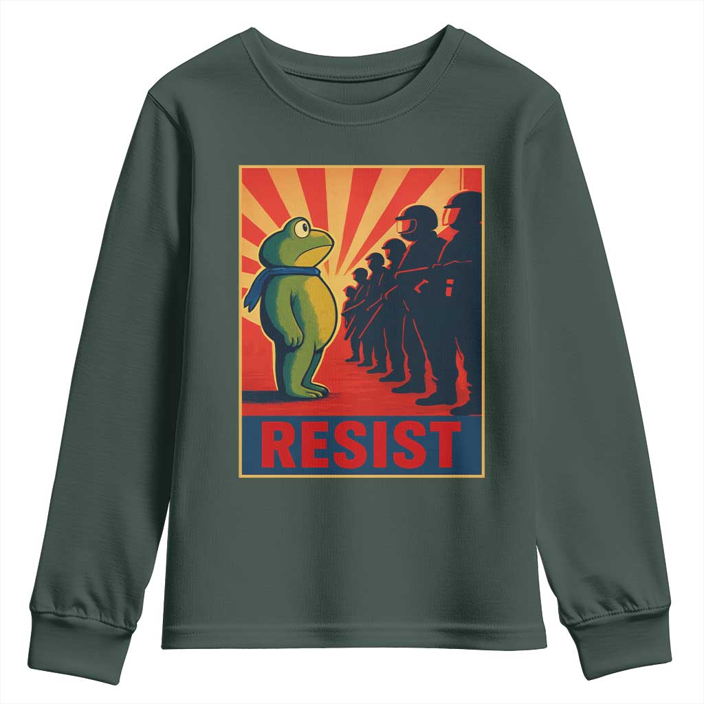 Frog Resist Youth Sweatshirt Free Portland Oregon Poster Graphic Freedom Fighters TS02 Dark Forest Green Print Your Wear