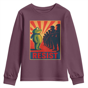 Frog Resist Youth Sweatshirt Free Portland Oregon Poster Graphic Freedom Fighters TS02 Maroon Print Your Wear