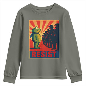 Frog Resist Youth Sweatshirt Free Portland Oregon Poster Graphic Freedom Fighters TS02 Military Green Print Your Wear