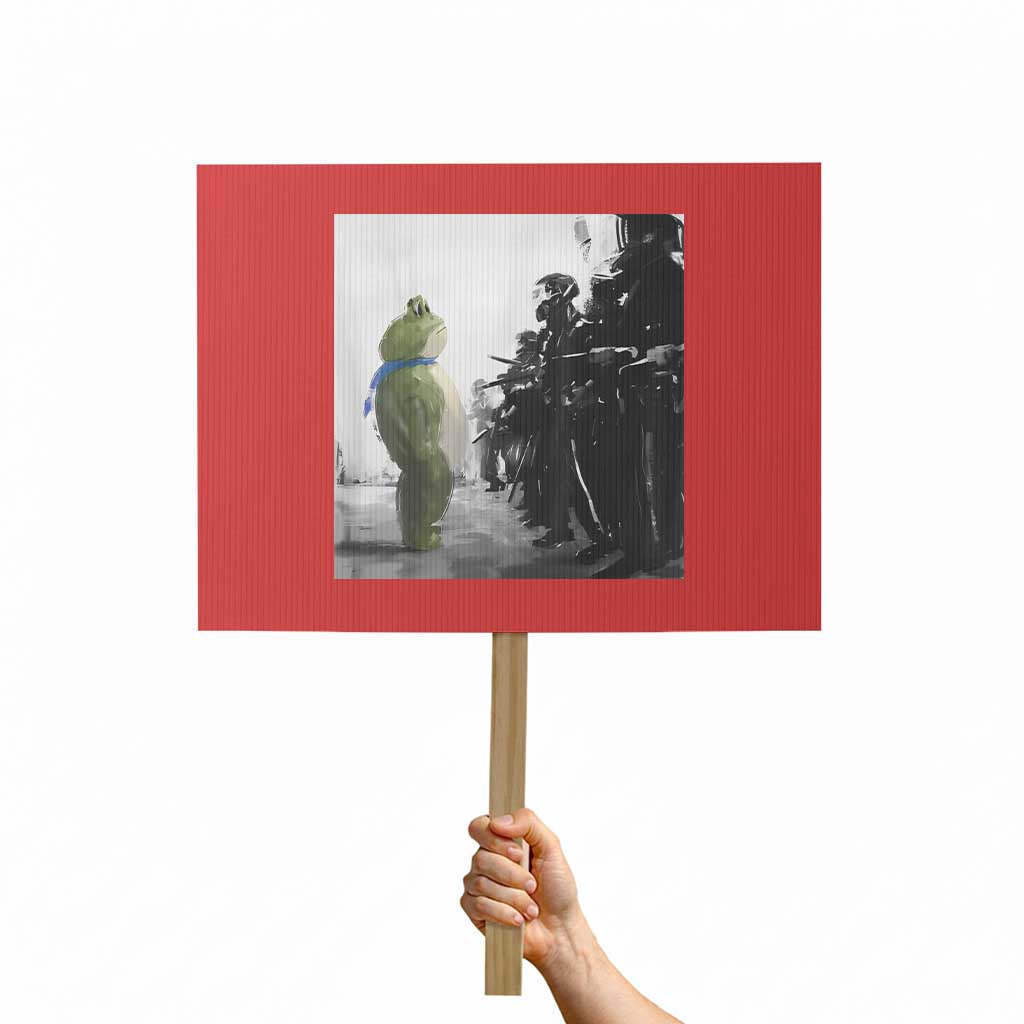 Frog Resist Protest Sign Free Portland Oregon Freedom Fighters TS02 Horizontal 18" x 24" Red Print Your Wear