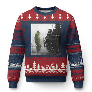 Frog Resist Ugly Christmas Sweater Free Portland Oregon Freedom Fighters TS02 Navy Red Print Your Wear