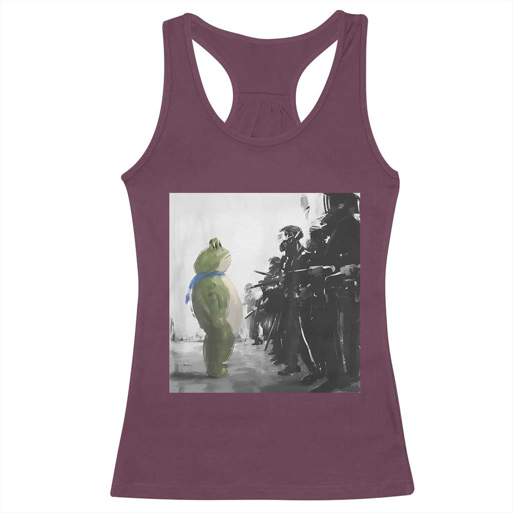 Frog Resist Racerback Tank Top Free Portland Oregon Freedom Fighters TS02 Maroon Print Your Wear