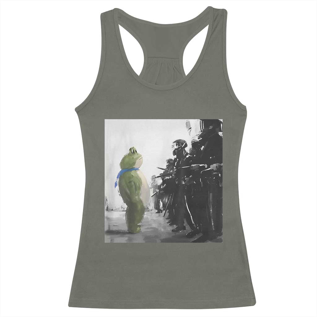 Frog Resist Racerback Tank Top Free Portland Oregon Freedom Fighters TS02 Military Green Print Your Wear