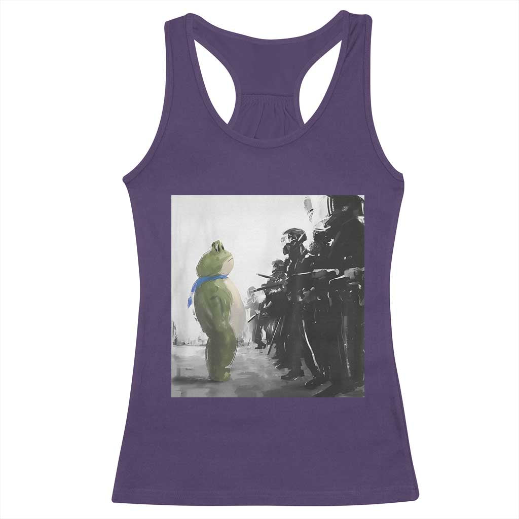 Frog Resist Racerback Tank Top Free Portland Oregon Freedom Fighters TS02 Purple Print Your Wear