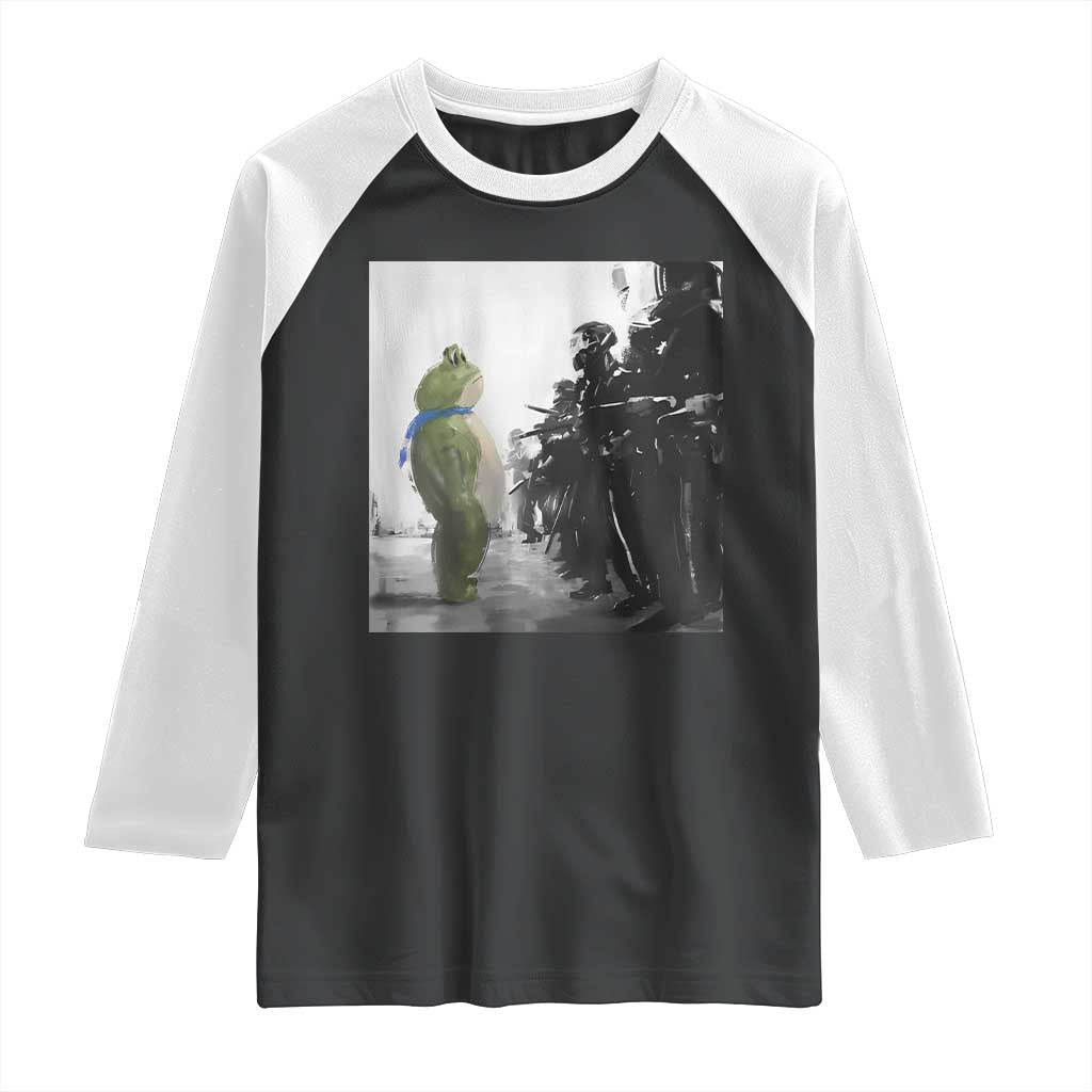 Frog Resist Raglan Shirt Free Portland Oregon Freedom Fighters TS02 Black White Print Your Wear