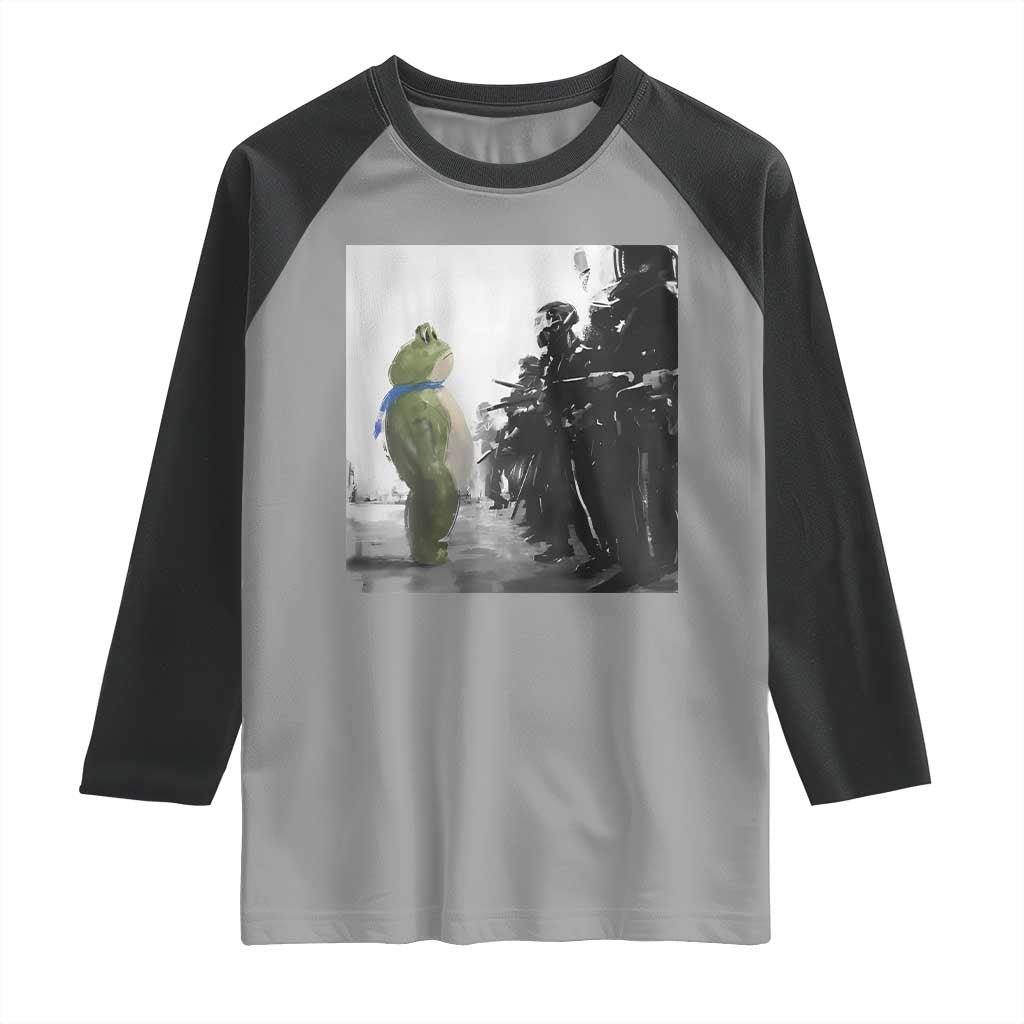 Frog Resist Raglan Shirt Free Portland Oregon Freedom Fighters TS02 Sport Gray Black Print Your Wear