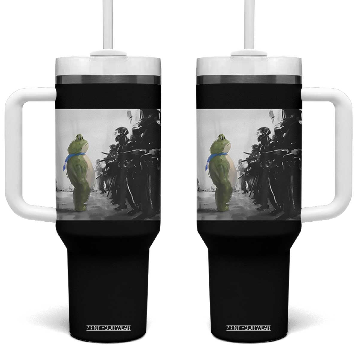 Frog Resist Tumbler With Handle Free Portland Oregon Freedom Fighters TS02 One Size: 40 oz Black Print Your Wear