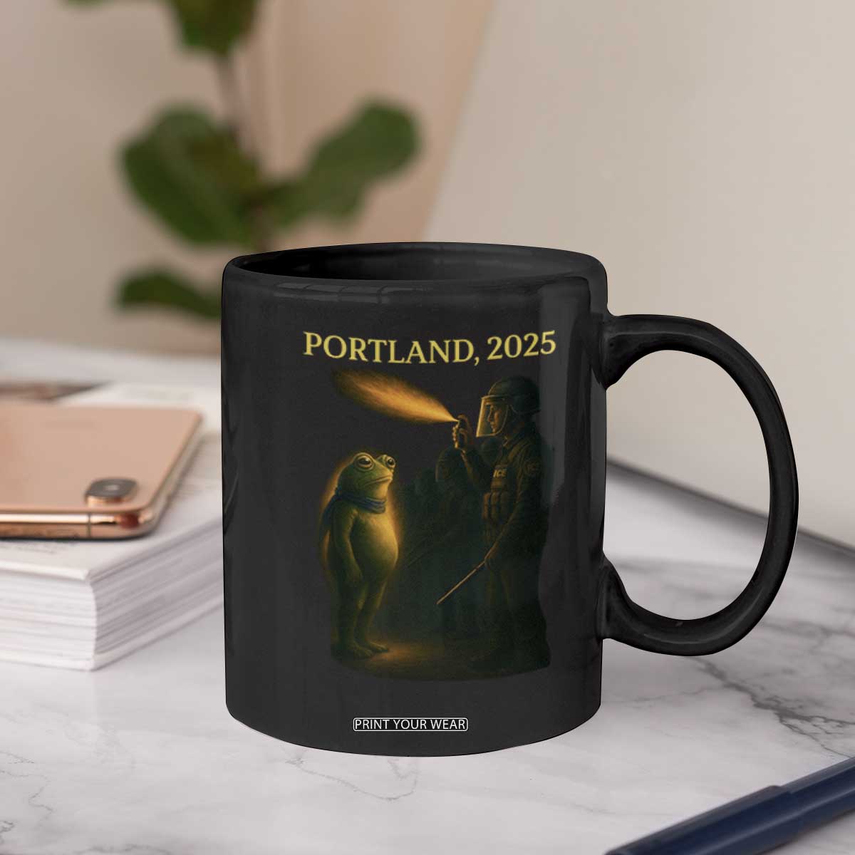 Resist Frog Political Poste Coffee Mug Free Portland Vintage Protest Graphic TS02 Print Your Wear