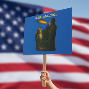 Resist Frog Political Poste Protest Sign Free Portland Vintage Protest Graphic TS02 Horizontal 18" x 24" Blue Print Your Wear