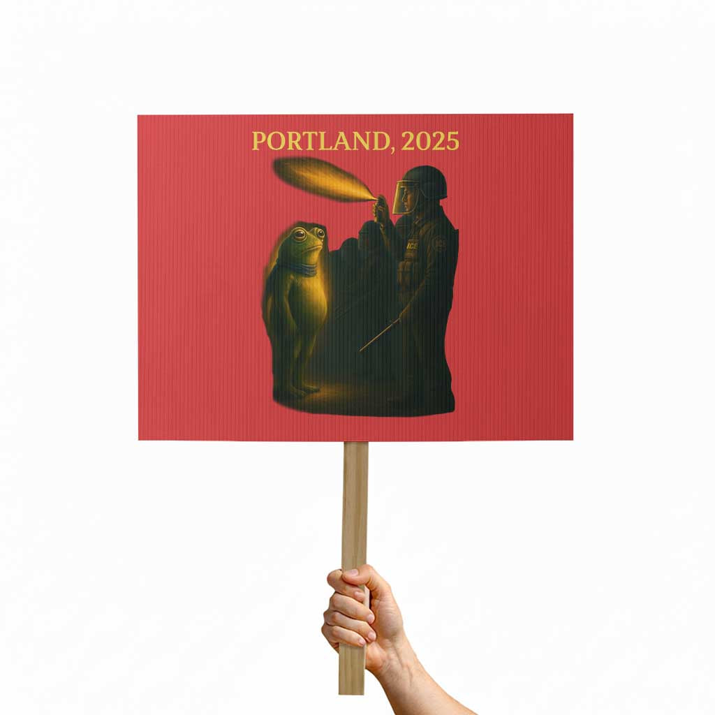 Resist Frog Political Poste Protest Sign Free Portland Vintage Protest Graphic TS02 Horizontal 18" x 24" Red Print Your Wear