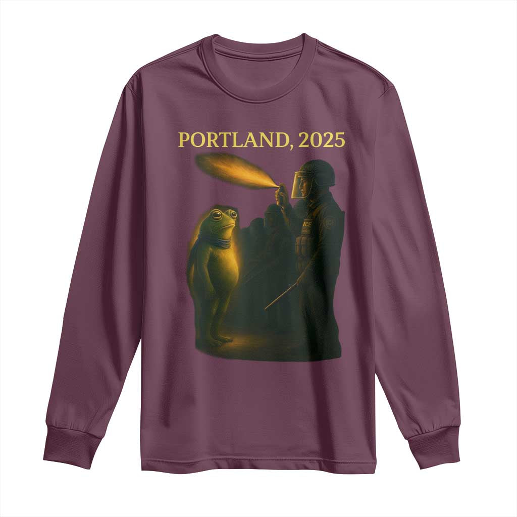 Resist Frog Political Poste Long Sleeve Shirt Free Portland Vintage Protest Graphic TS02 Maroon Print Your Wear