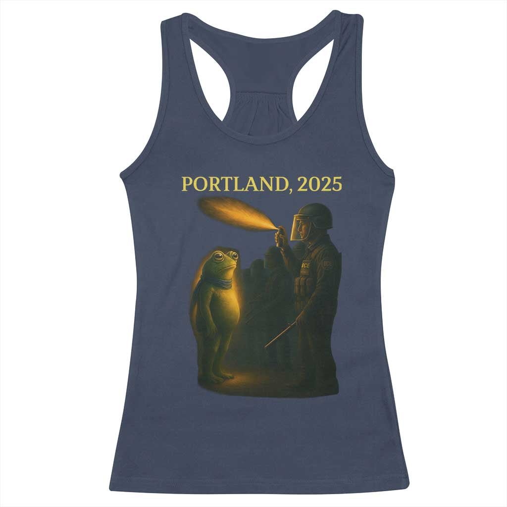 Resist Frog Political Poste Racerback Tank Top Free Portland Vintage Protest Graphic TS02 Navy Print Your Wear
