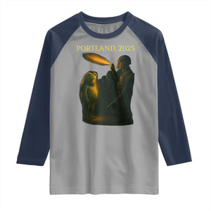 Resist Frog Political Poste Raglan Shirt Free Portland Vintage Protest Graphic TS02 Sport Gray Navy Print Your Wear