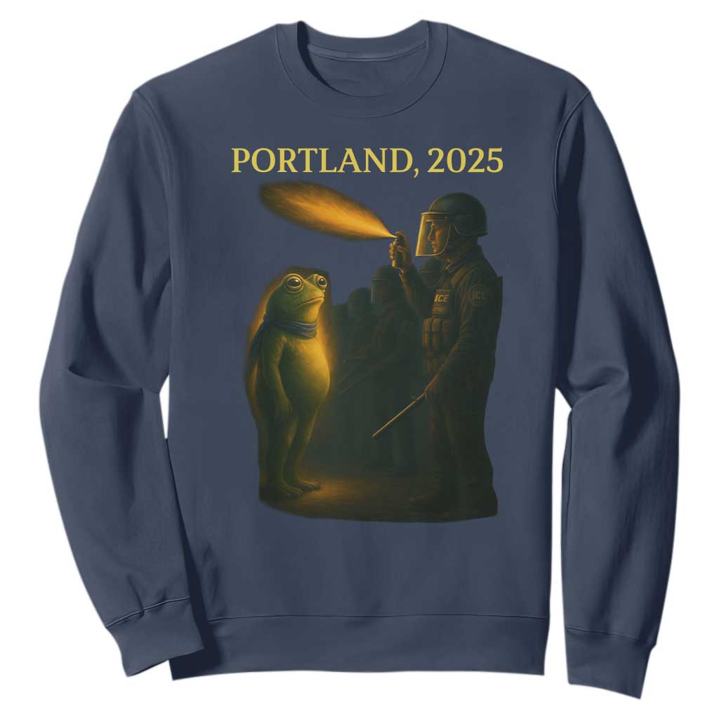 Resist Frog Political Poste Sweatshirt Free Portland Vintage Protest Graphic TS02 Navy Print Your Wear