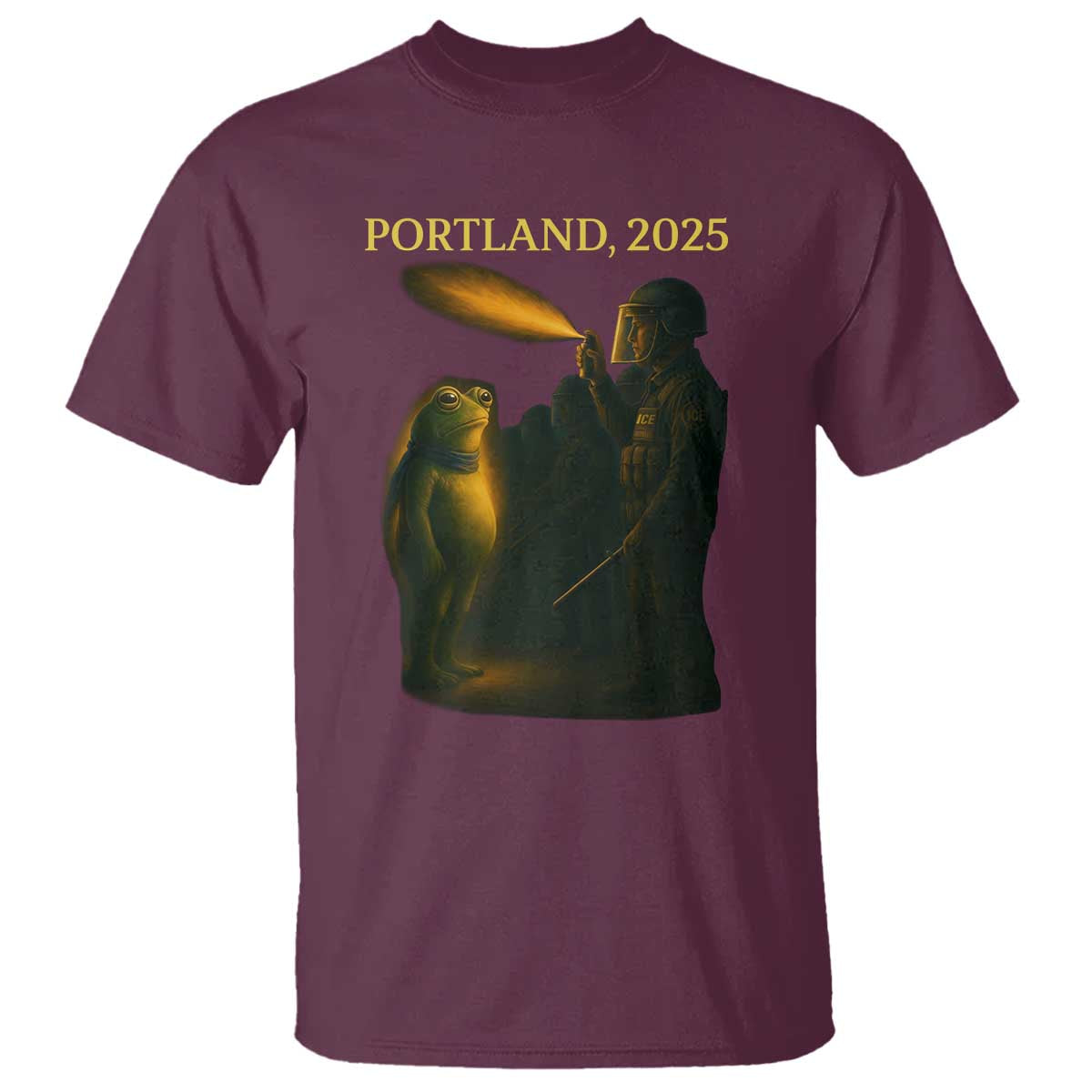 Resist Frog Political Poste T Shirt Free Portland Vintage Protest Graphic TS02 Maroon Print Your Wear
