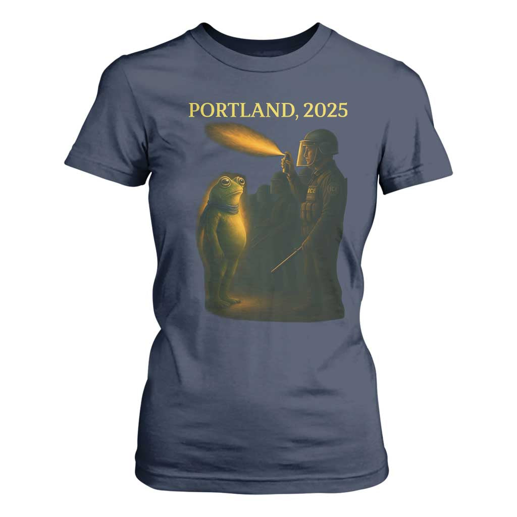 Resist Frog Political Poste T Shirt For Women Free Portland Vintage Protest Graphic TS02 Navy Print Your Wear
