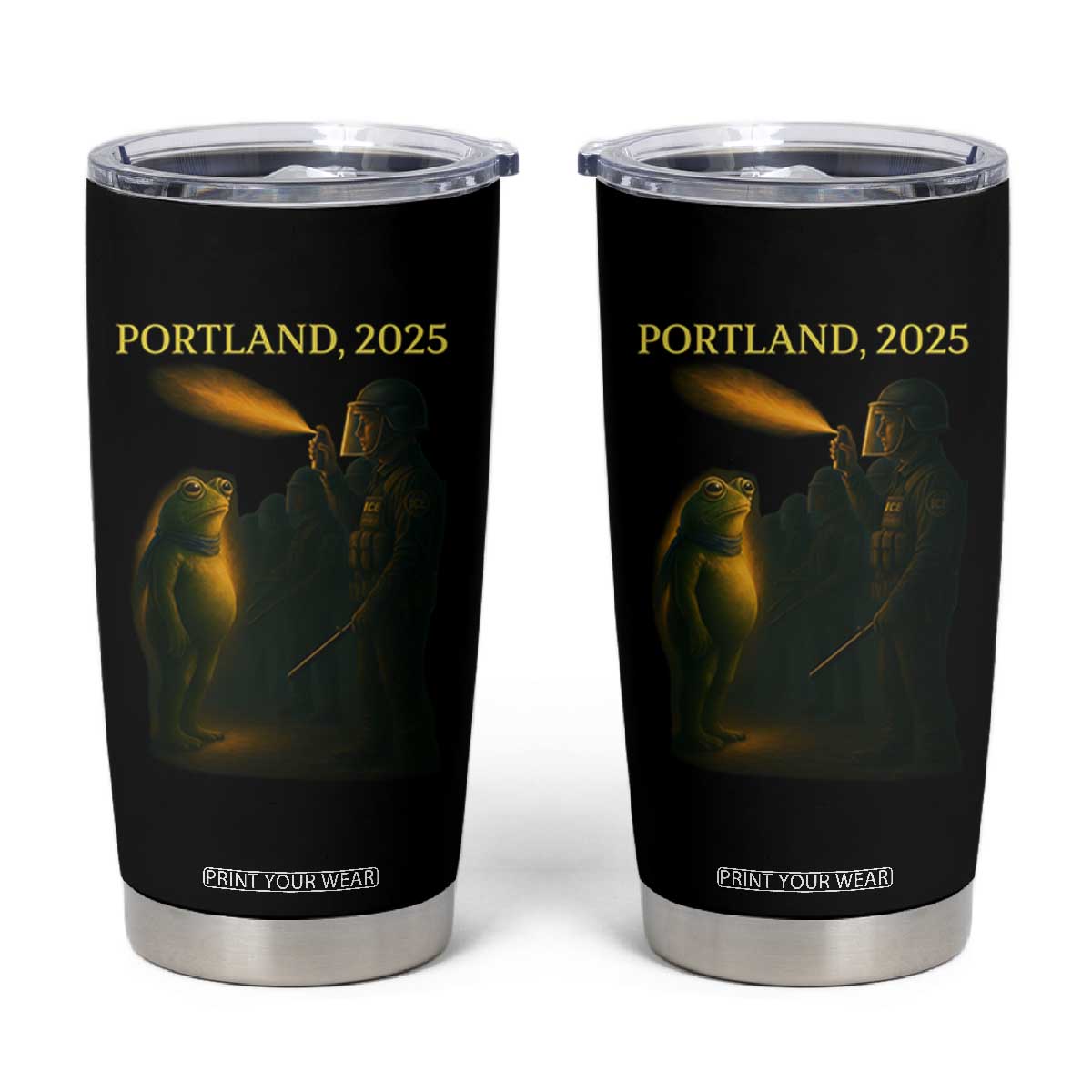 Resist Frog Political Poste Tumbler Cup Free Portland Vintage Protest Graphic TS02 Black Print Your Wear