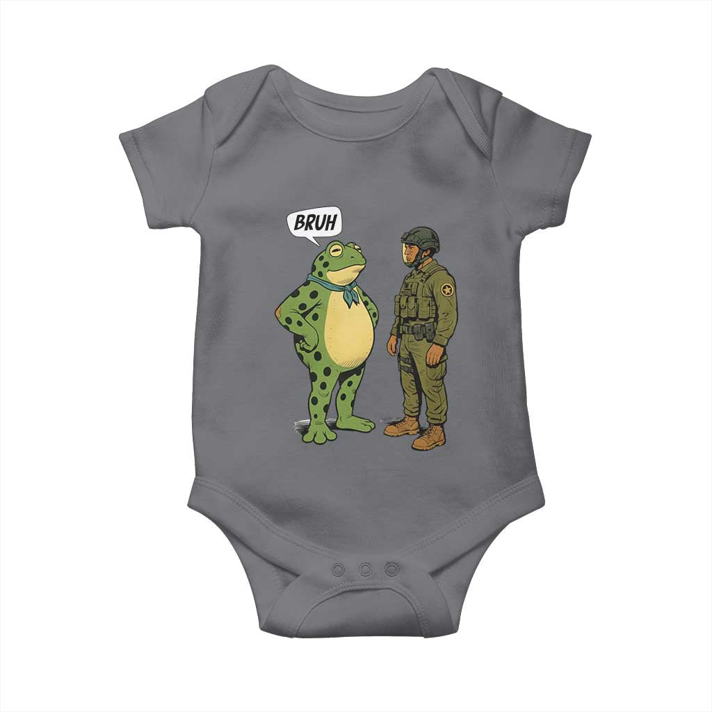 Funny Frog Bruh Resist Meme Baby Onesie Free Portland Oregon Political Satire TS02 Charcoal Print Your Wear