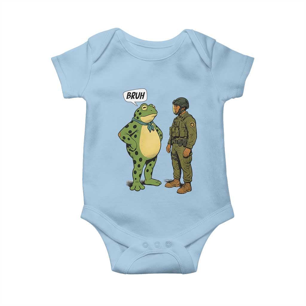 Funny Frog Bruh Resist Meme Baby Onesie Free Portland Oregon Political Satire TS02 Light Blue Print Your Wear