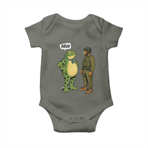Funny Frog Bruh Resist Meme Baby Onesie Free Portland Oregon Political Satire TS02 Military Green Print Your Wear