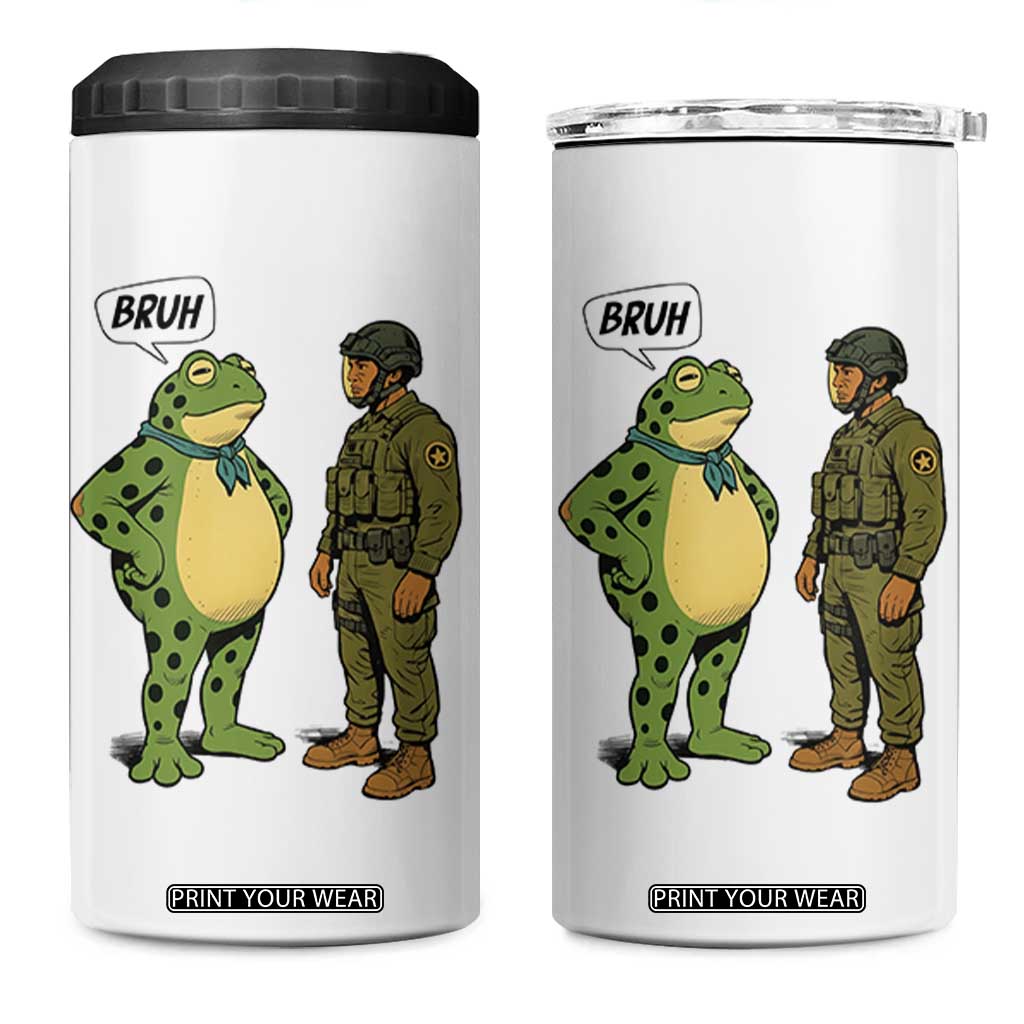 Funny Frog Bruh Resist Meme 4 in 1 Can Cooler Tumbler Free Portland Oregon Political Satire TS02 One Size: 16 oz White Print Your Wear