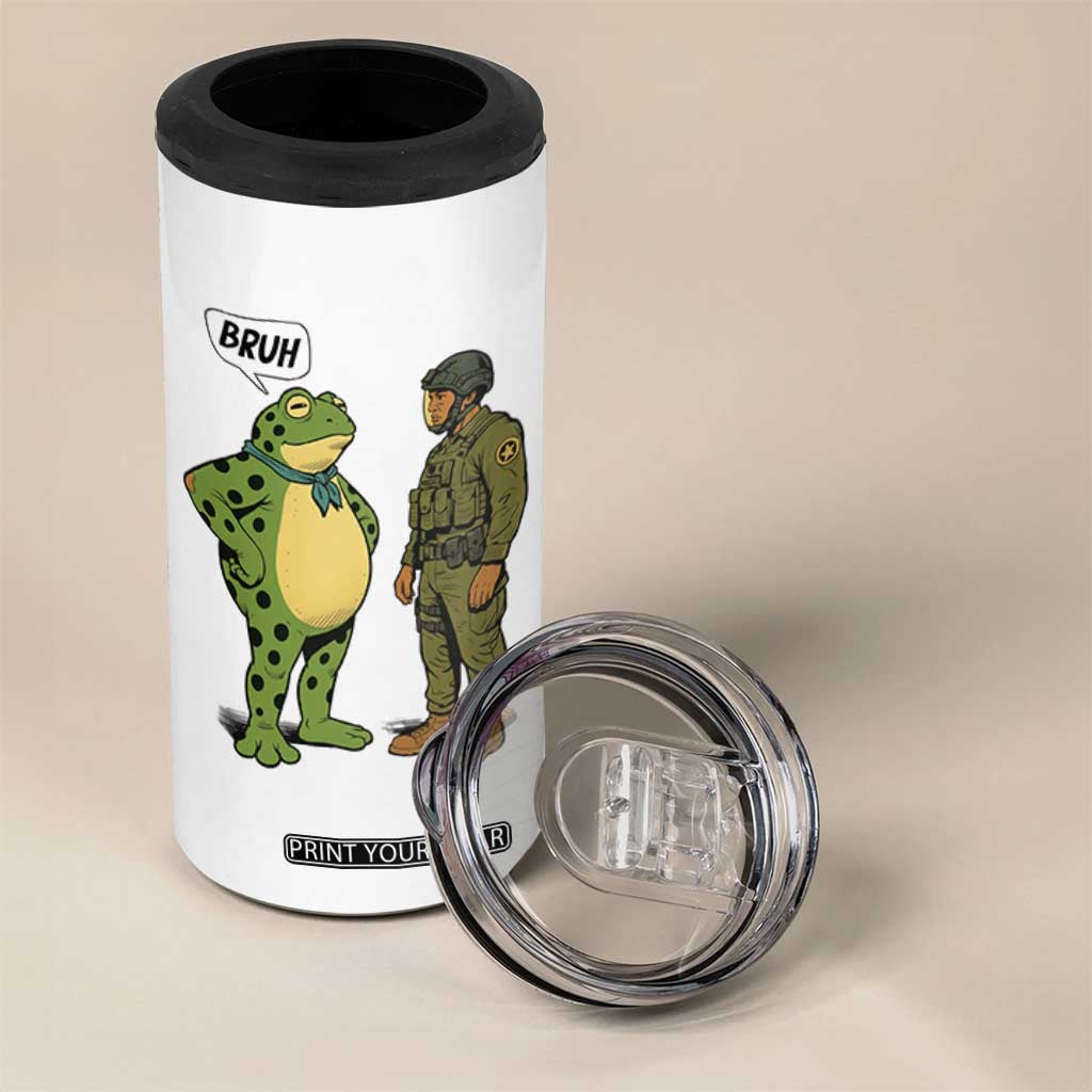 Funny Frog Bruh Resist Meme 4 in 1 Can Cooler Tumbler Free Portland Oregon Political Satire TS02 Print Your Wear