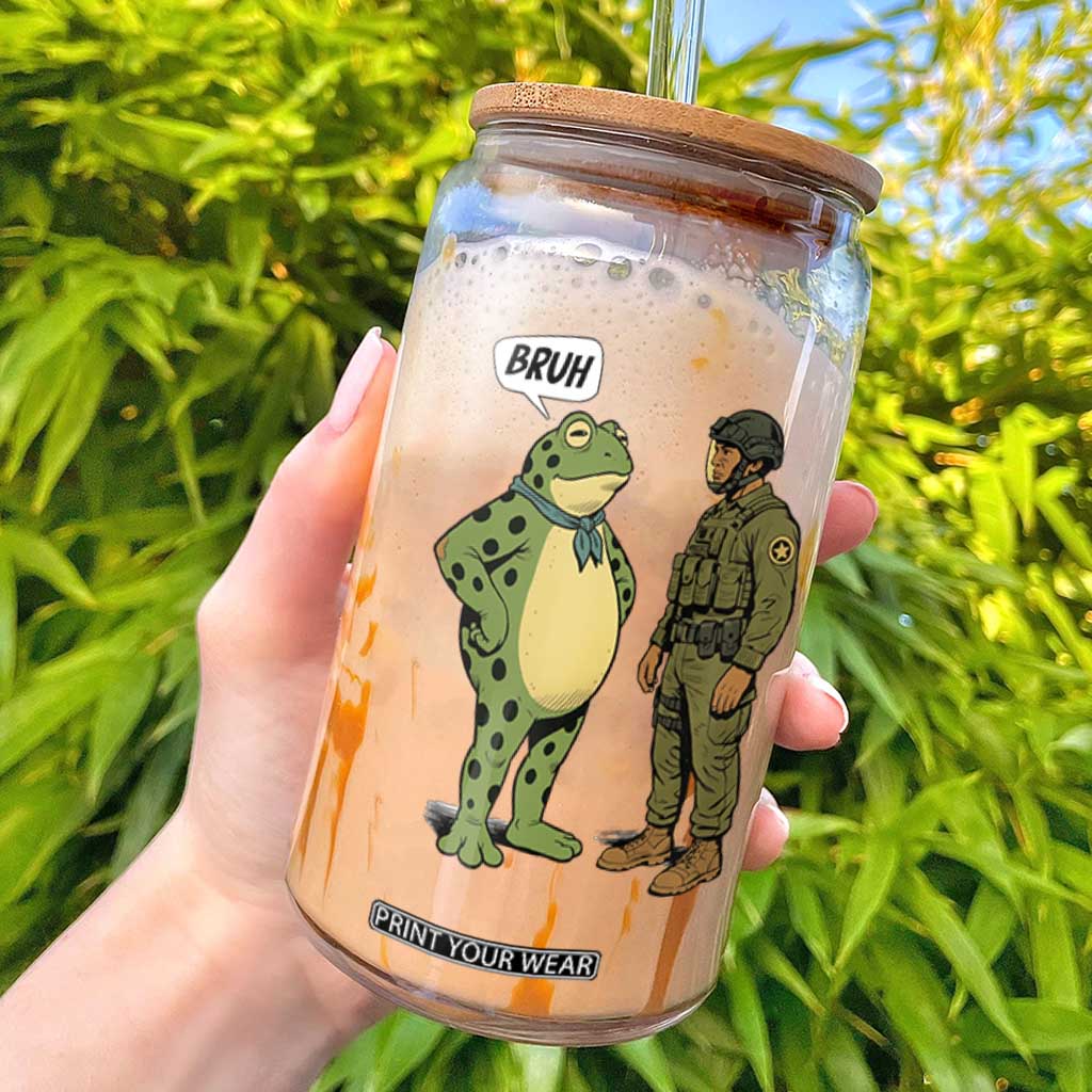 Funny Frog Bruh Resist Meme Glass Can Free Portland Oregon Political Satire TS02 White Print Your Wear