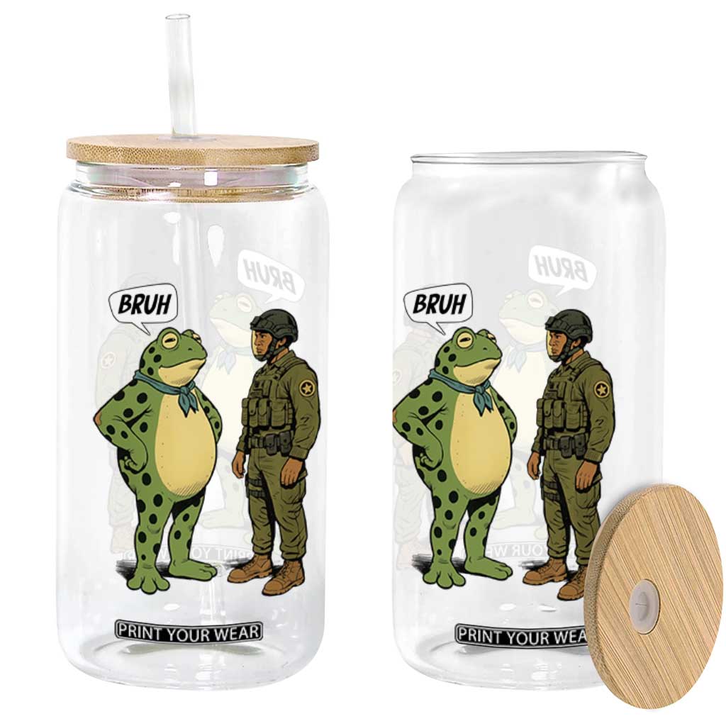 Funny Frog Bruh Resist Meme Glass Can Free Portland Oregon Political Satire TS02 Print Your Wear