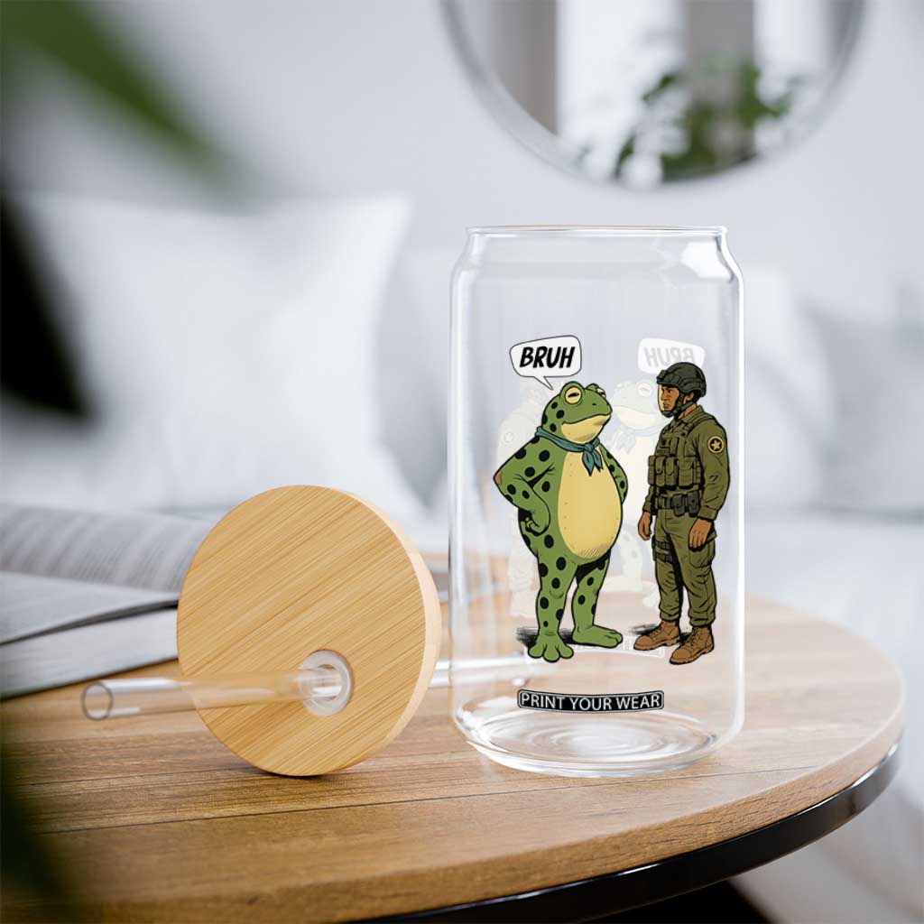 Funny Frog Bruh Resist Meme Glass Can Free Portland Oregon Political Satire TS02 Print Your Wear