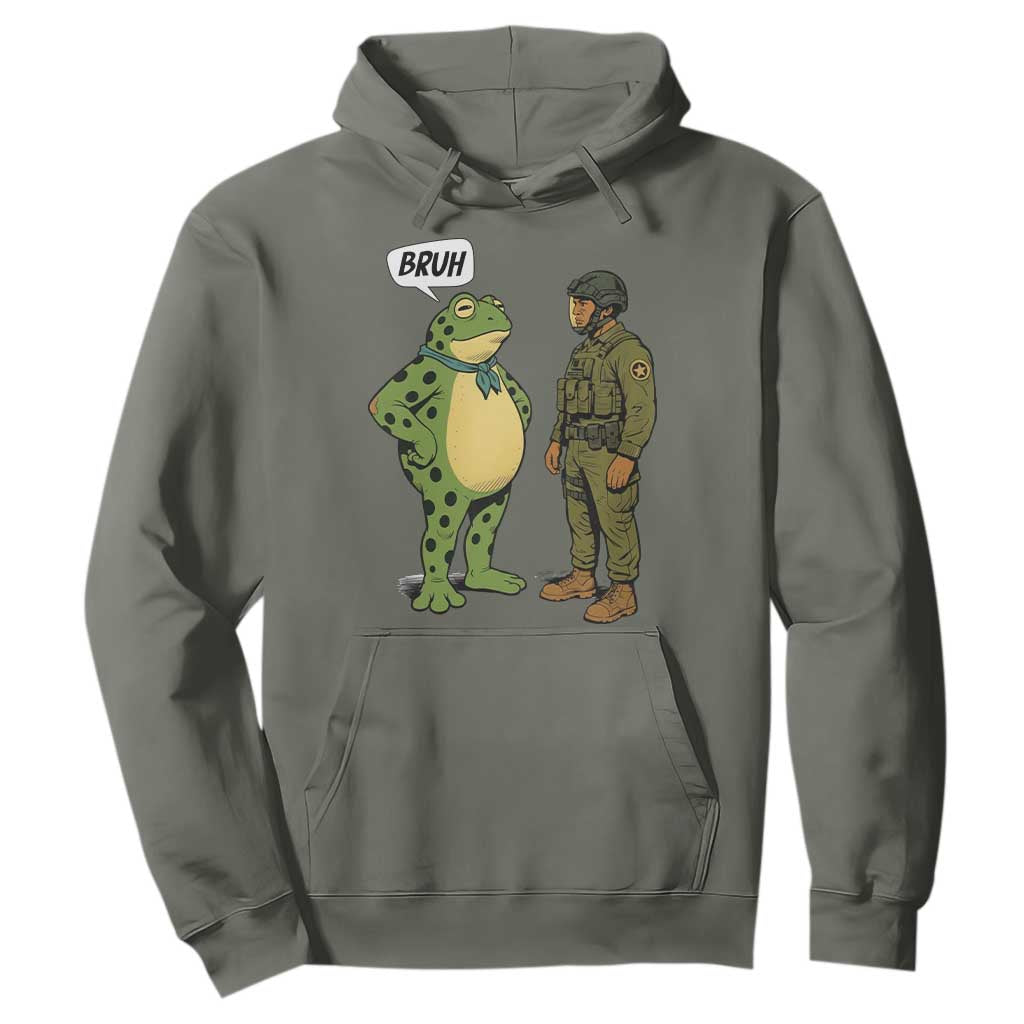 Funny Frog Bruh Resist Meme Hoodie Free Portland Oregon Political Satire TS02 Military Green Print Your Wear