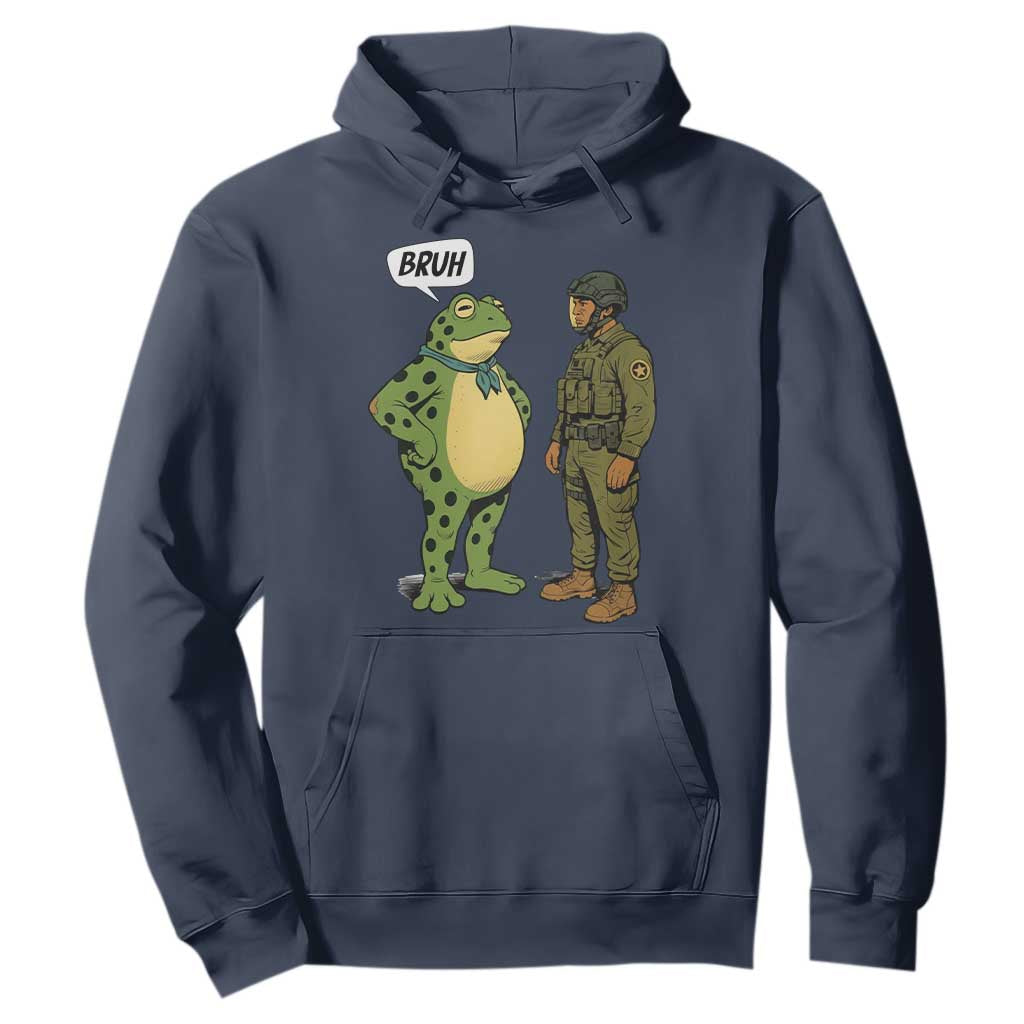Funny Frog Bruh Resist Meme Hoodie Free Portland Oregon Political Satire TS02 Navy Print Your Wear